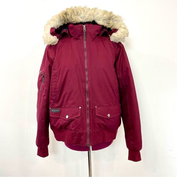 Columbia 550TD Purple Hooded Padded Jacket with Faux Fur Hood 550 TurboDown - Picture 1 of 9